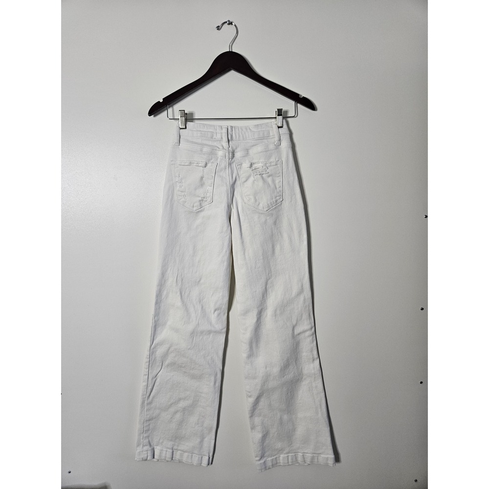 Insane Gene White Wide Leg Jeans High Rise Distressed‎ Denim Women's Size 1/24